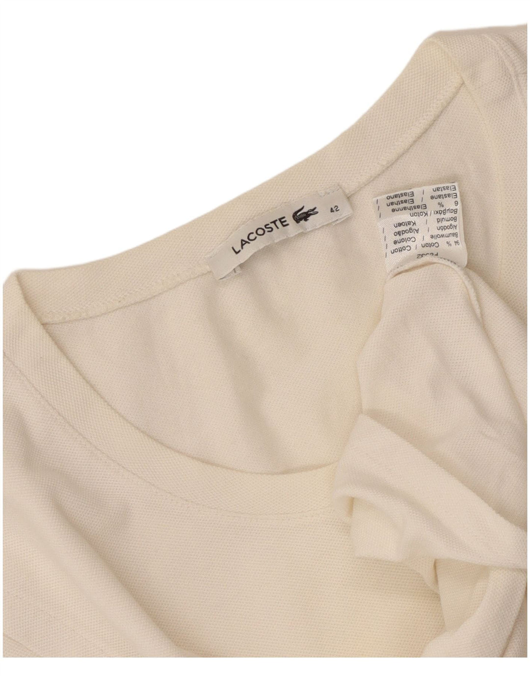 Lacoste Dame T-Shirt Top Str. 42 Stor Hvid Bomuld