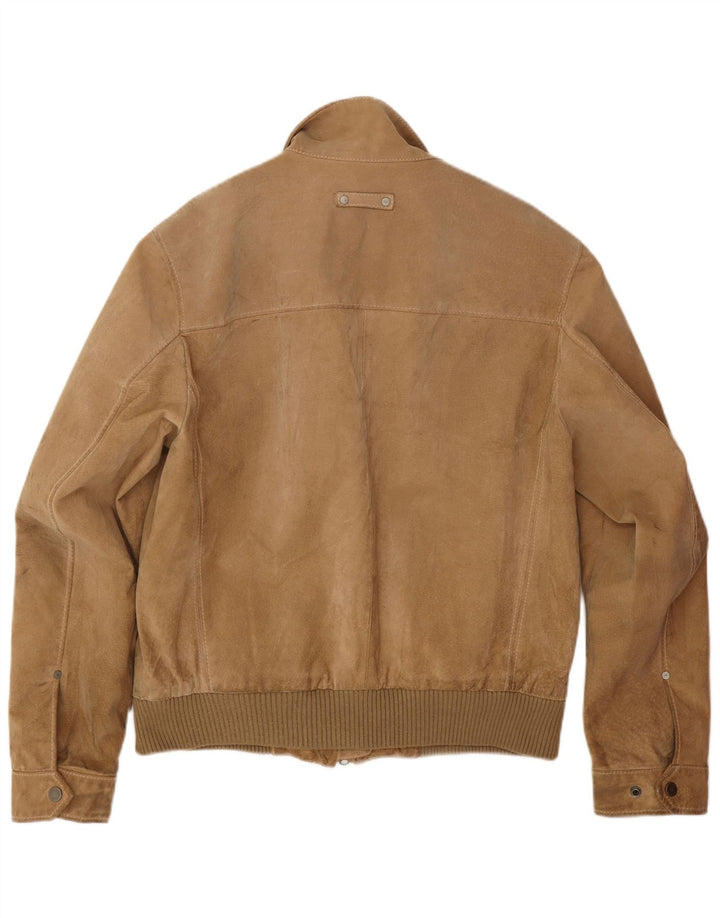 Vintage herre ruskind bomberjakke IT 54 2XL beige læder