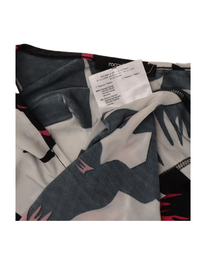 ROCCOBAROCCO Womens Abstract Pattern T-Shirt Top IT 52 2XL Black Viscose