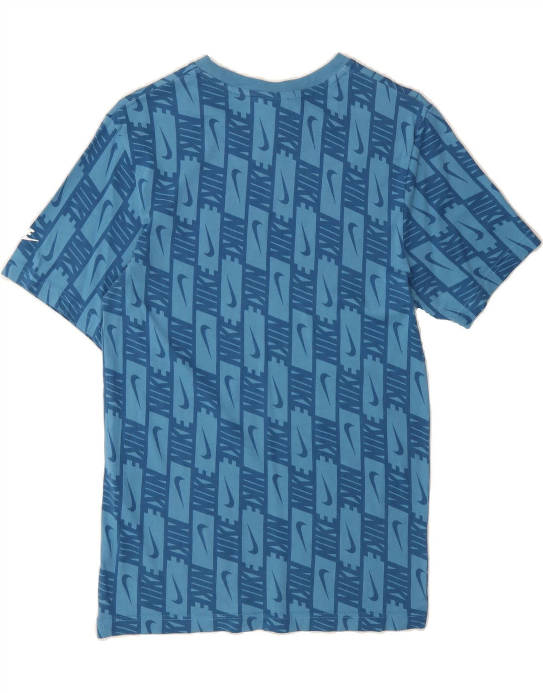 NIKE Womens Graphic T-Shirt Top UK 6 XS Blue Check Vintage Nike and Second-Hand Nike from Messina Hembry 