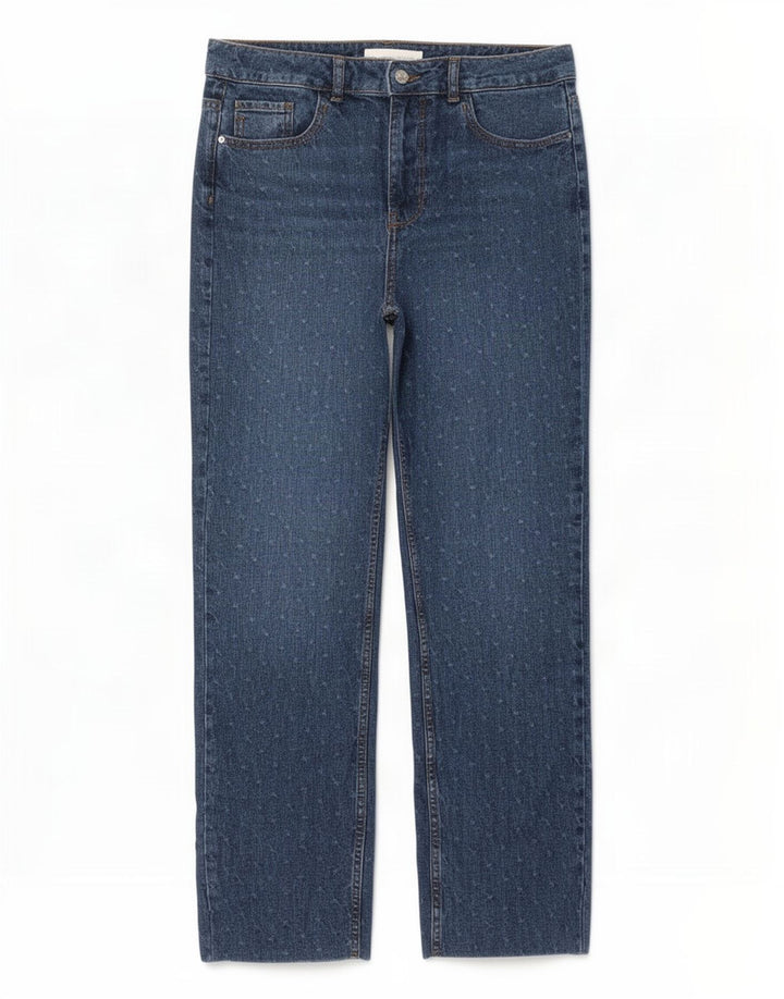Zara Dame Straight Jeans EU 38 Small W28 L28 Blue Spotted