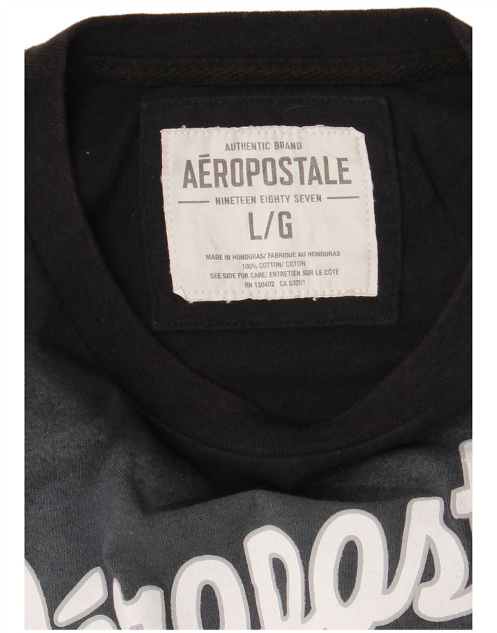Aeropostale Herre Distressed Grafisk T-Shirt Top Stor Sort Colourblock