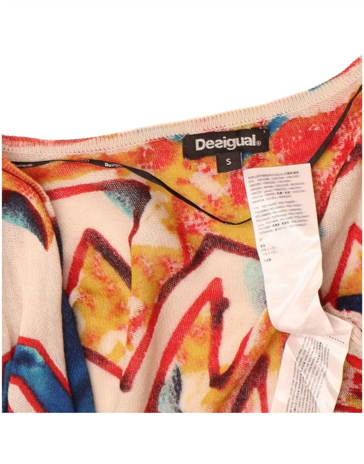 Desigual Dame Longline Cardigan Sweater UK 10 Lille Flerfarvet