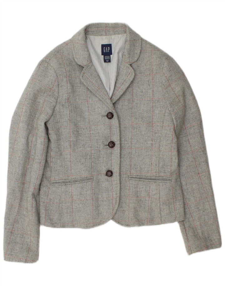Gap Dame 3 Button Blazer Jacket UK 12 Medium Grey Ternet Uld