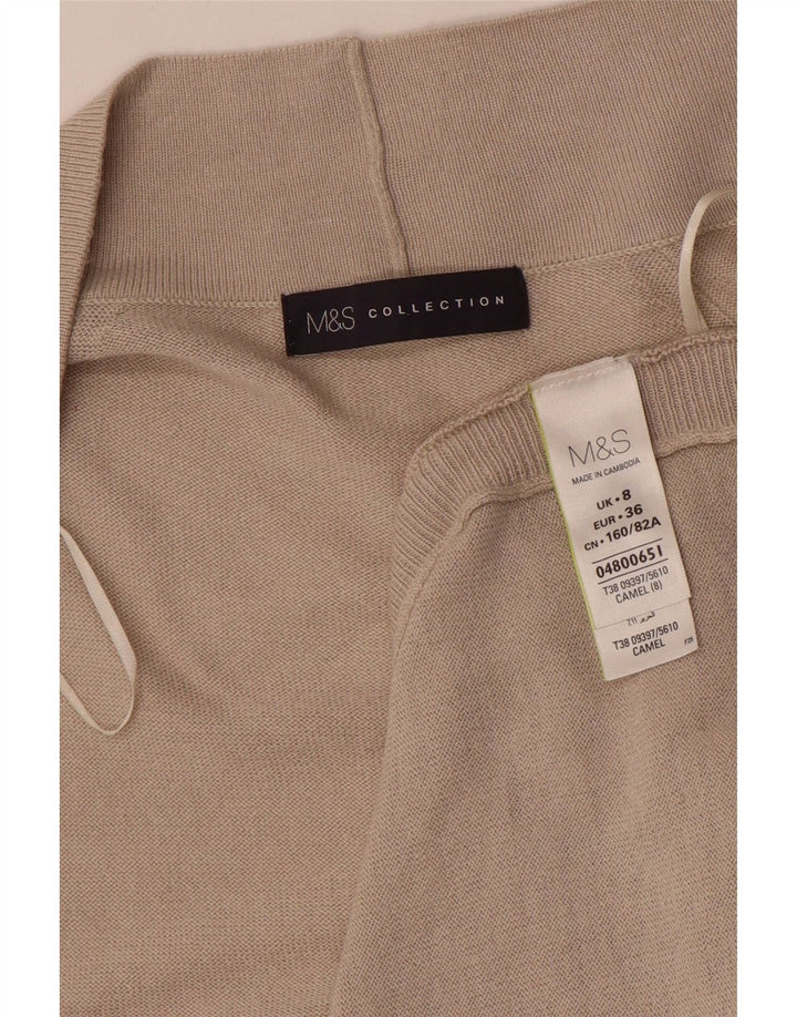 Marks & Spencer Dame Longline Open Cardigan Sweater UK 8 Small Beige