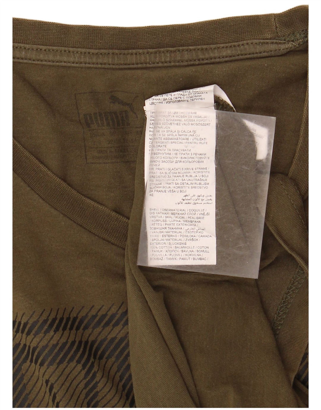 PUMA Grafisk T-shirt top til mænd Stor Khaki Bomuld