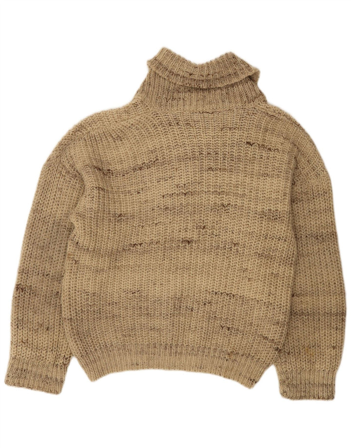 Vintage herre sjal hals sweater stor beige stribet
