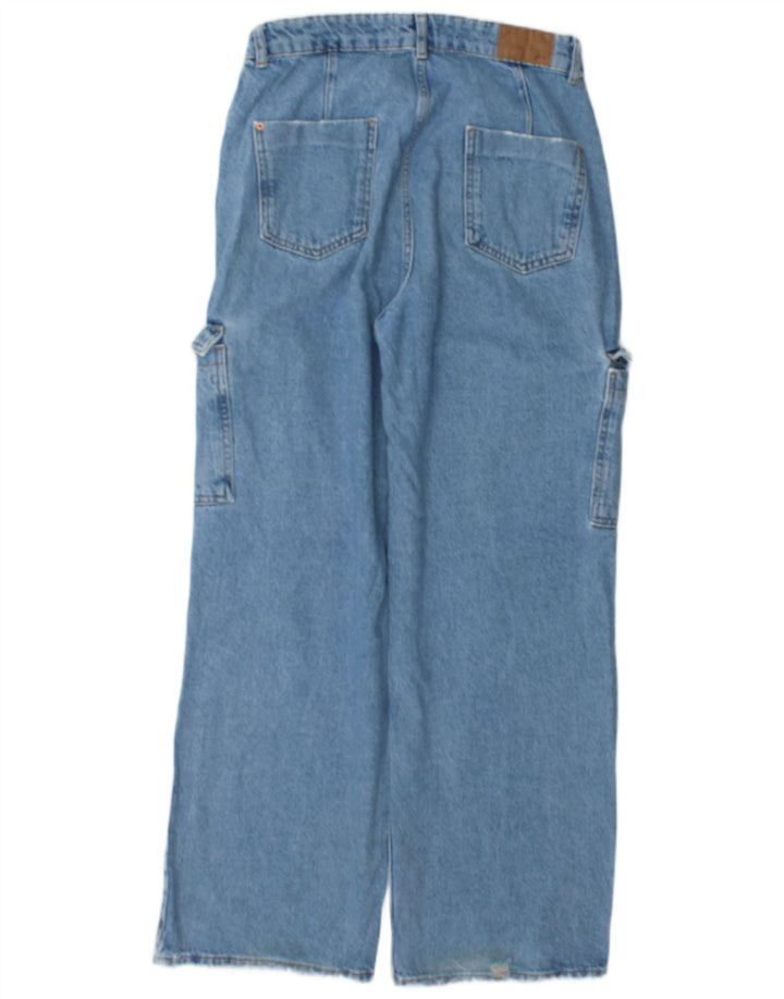 Zara Dame Cargo Loose Jeans EU 40 Medium W30 L30 Blå Bomuld