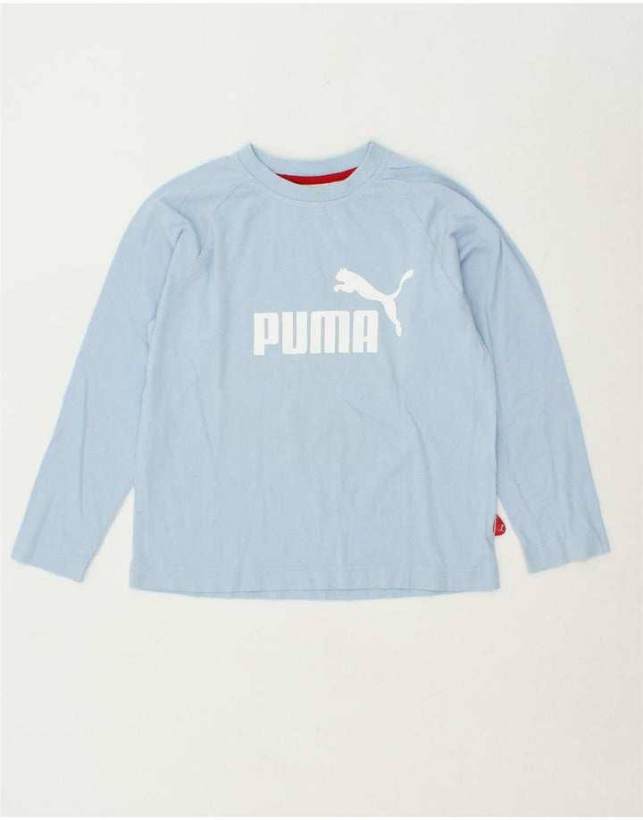 PUMA Boys Graphic Top Long Sleeve 9-10 Years Medium  Blue Cotton Vintage Puma and Second-Hand Puma from Messina Hembry 