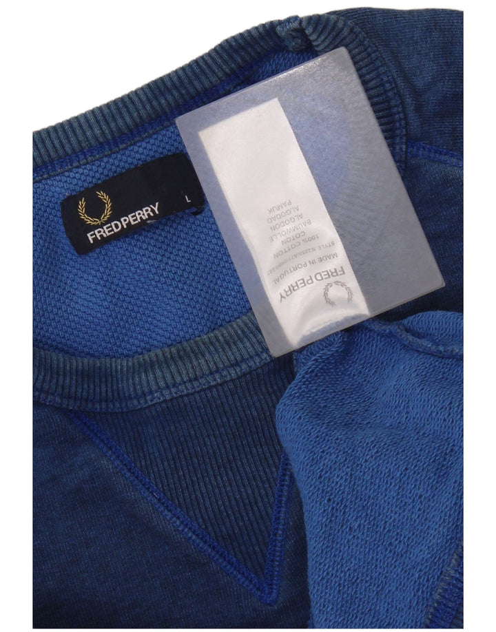 Fred Perry Herre Sweatshirt Jumper Stor Blå Bomuld