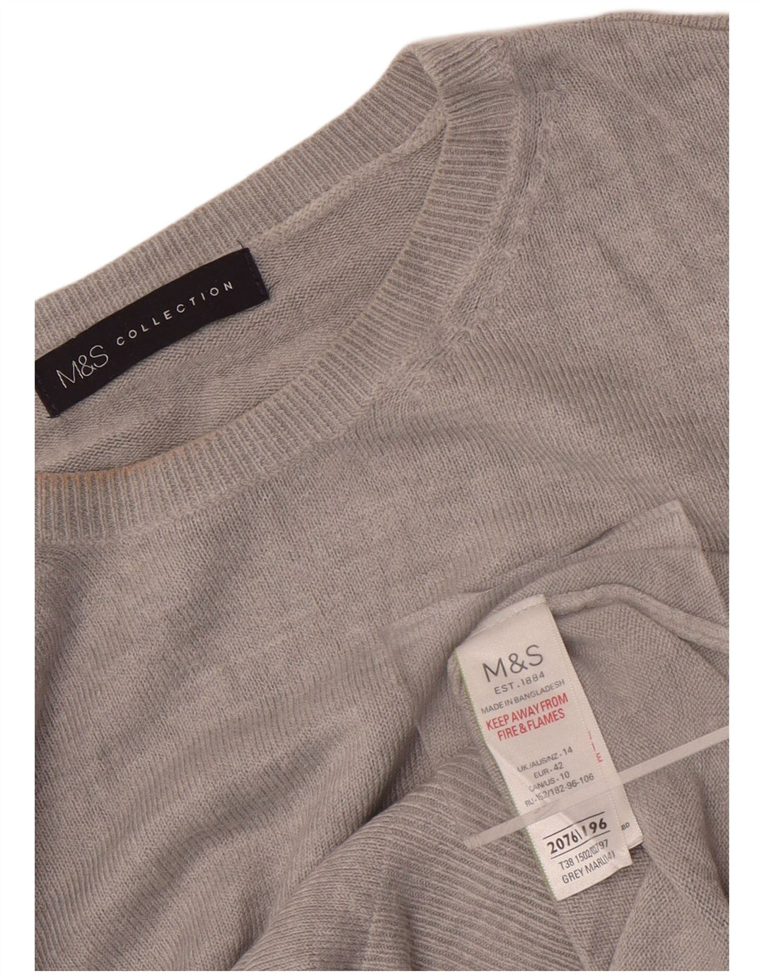 Marks & Spencer Dame sweater med rund hals DK 14 Stor grå akryl