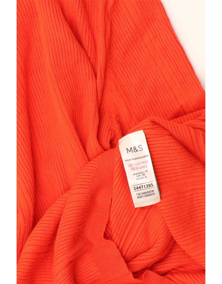 Marks & Spencer Dame Roll Neck Sweater UK 10 Small Orange Viscose