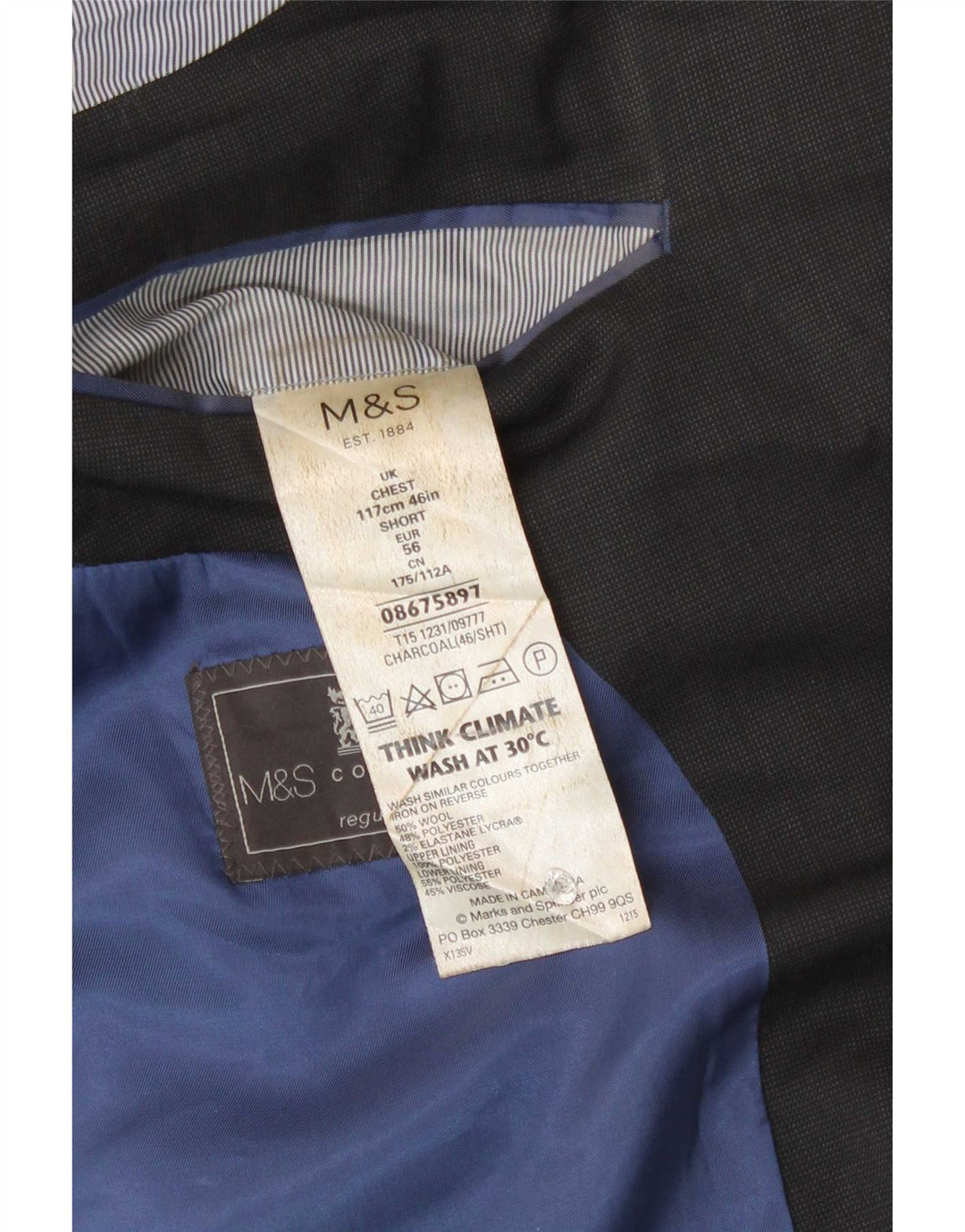 Marks & Spencer Herre 2-knaps Regular Fit Blazer-jakke UK 46 XL Grå Uld