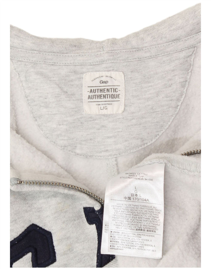 Gap Dame Grafisk Hættetrøje Sweater med lynlås Stor Grå Bomuld