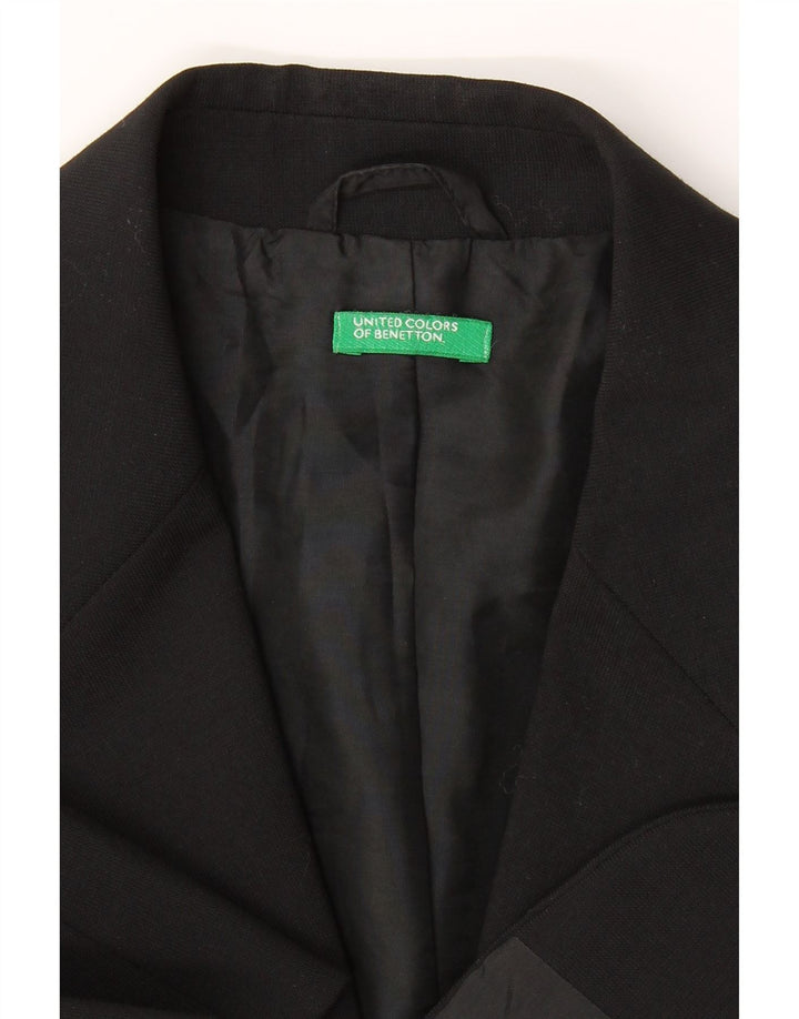BENETTON Womens 3 Button Blazer Jacket IT 44 Medium Black Polyester Vintage Benetton and Second-Hand Benetton from Messina Hembry 