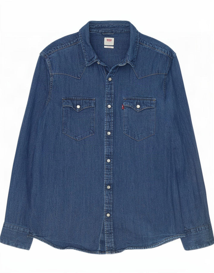 Levi's Standard denimskjorte til mænd, stor blå bomuld
