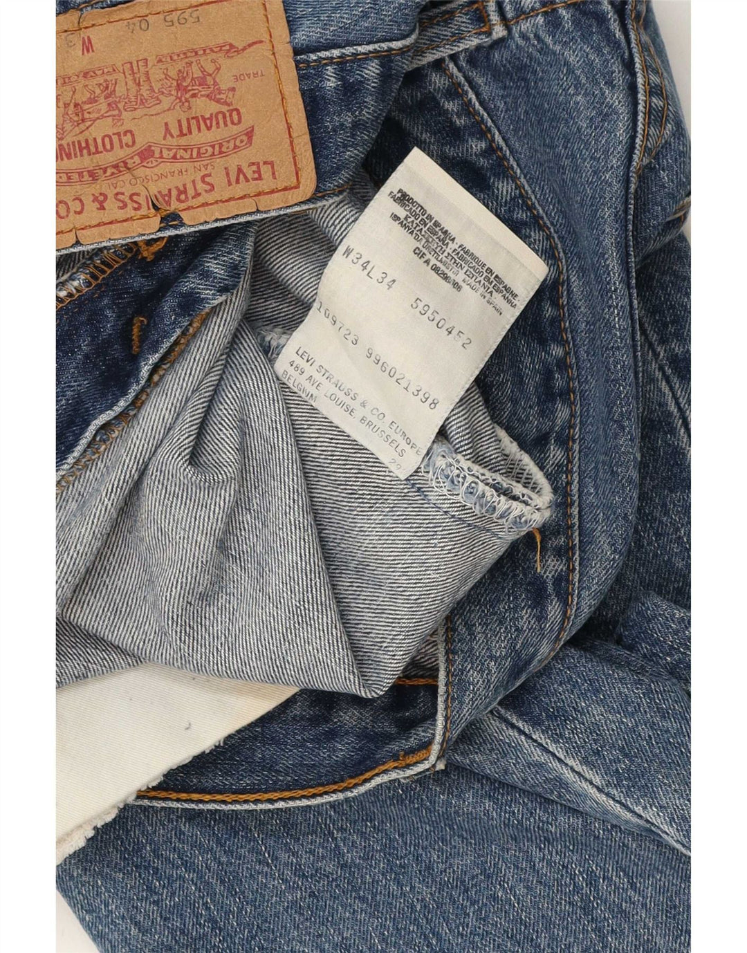 Levi's Herre 595 Straight Jeans W34 L29 Blå Bomuld