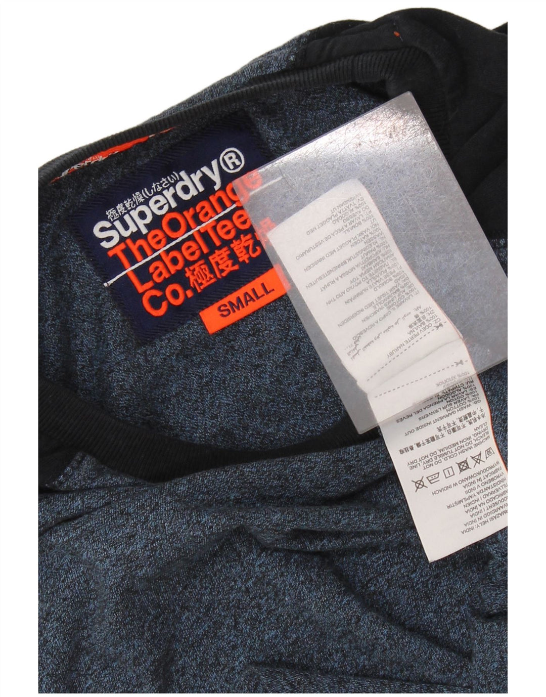 Superdry T-shirt top til mænd, lille marineblå colourblock bomuld