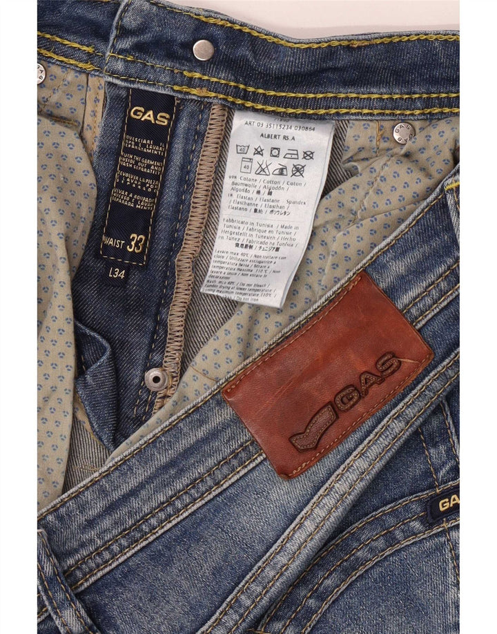 Gas Herre Slim Jeans W33 L34 Blå Bomuld