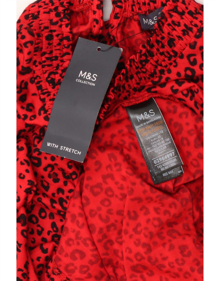 Marks & Spencer Womens Basic Dress UK 12 Medium Red Animal Print