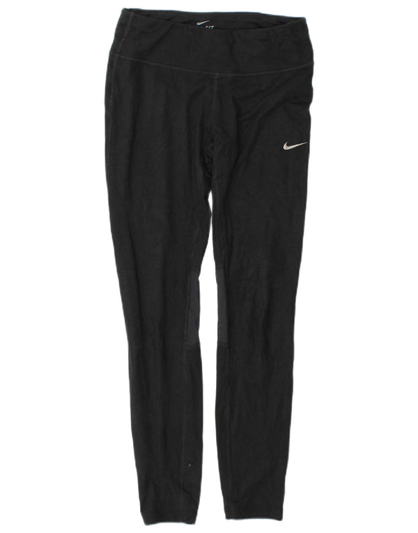 Nike Dame Leggings UK 10 Small Black Colourblock