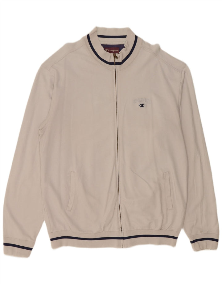 CHAMPION Mens Tracksuit Top Jacket 2XL White Cotton