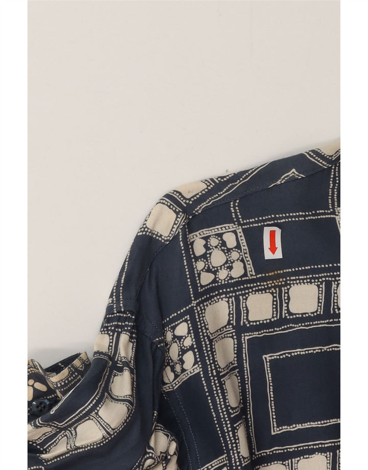 VINTAGE Herreskjorte Stor Marineblå Geometrisk