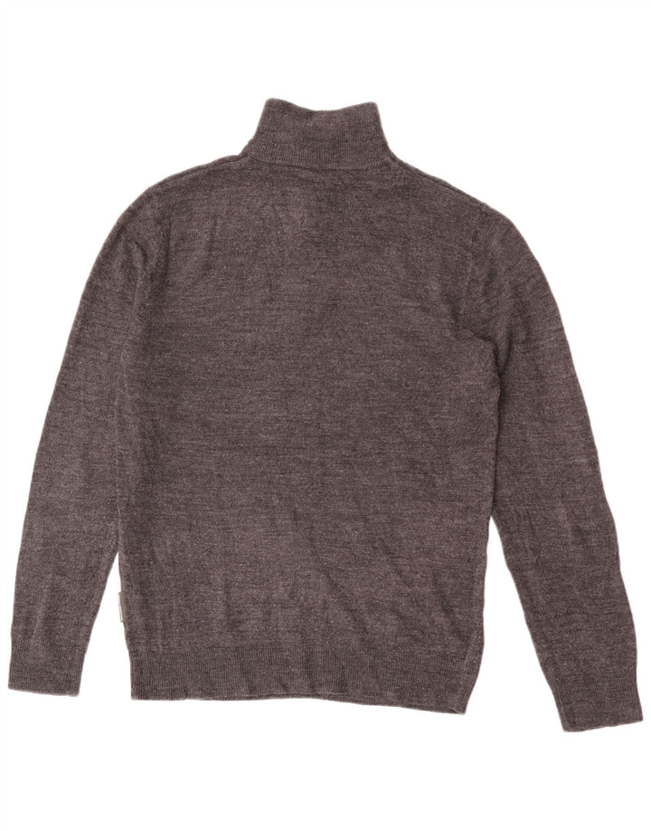 French Connection Herre Zip Neck Jumper Sweater Stor Grå Flecked Akryl