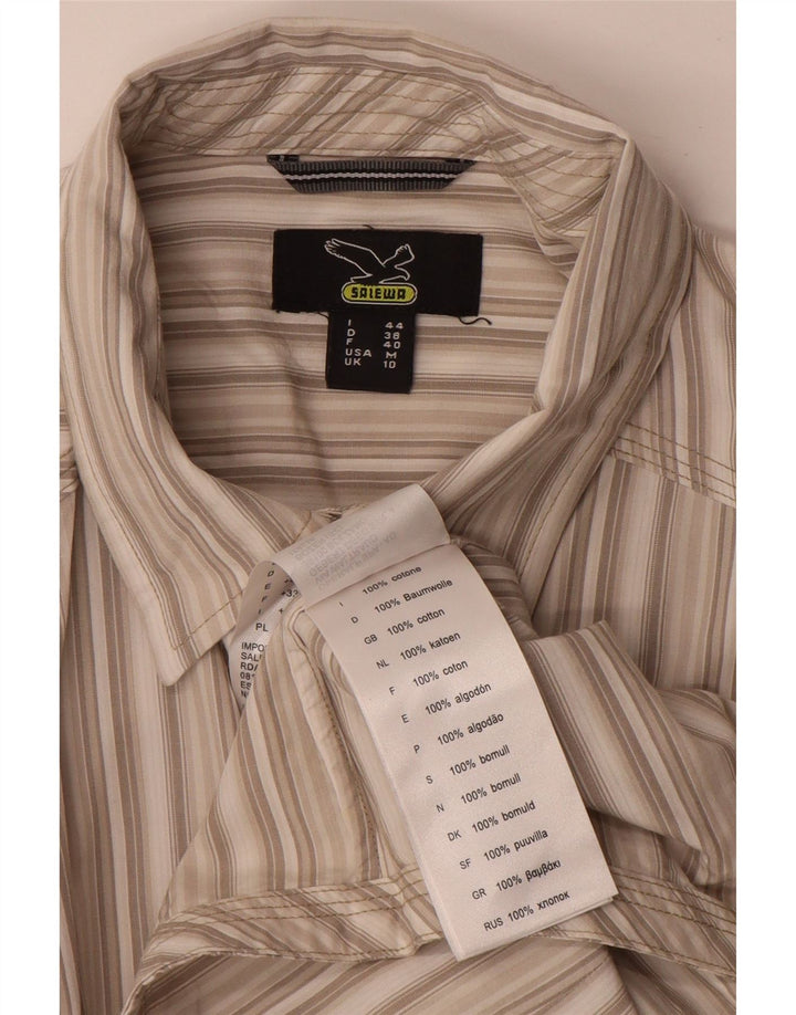 SALEWA Dameskjorte UK 10 Lille Beige Stribet Bomuld