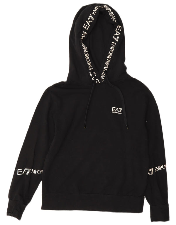 Emporio Armani Dame Grafisk Oversized hættetrøje Jumper UK 6 XS Sort Bomuld