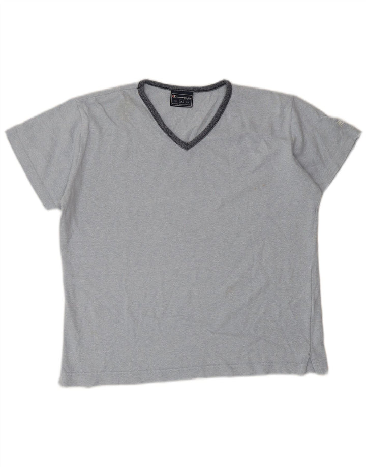 Champion Dame T-Shirt Top UK 14 Medium Blue Cotton
