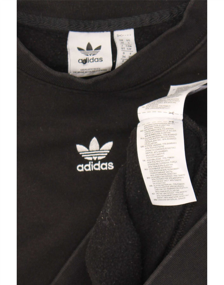 Adidas Dame Oversized Sweatshirt Jumper UK 10 Small Black Bomuld