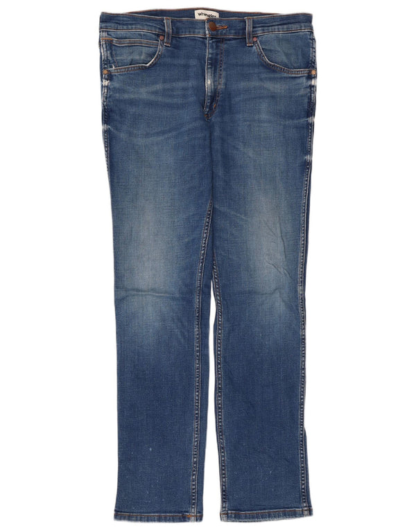 Wrangler Herre Greensboro Regular Straight Jeans W34 L32 Blå Bomuld
