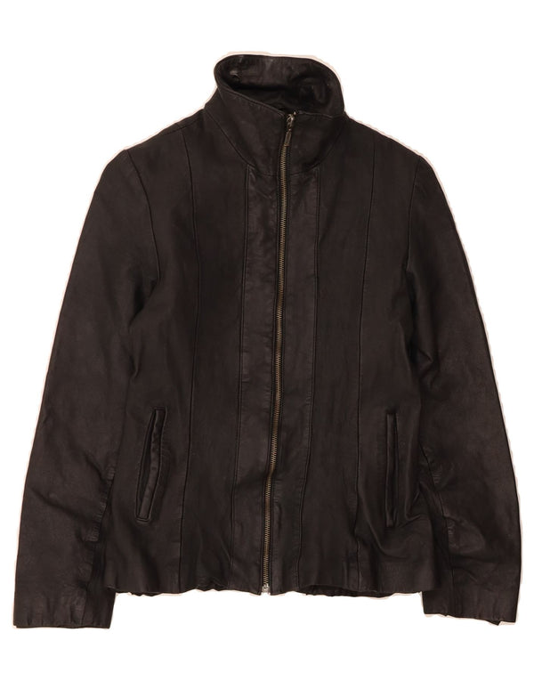 LLD Womens Leather Jacket UK 12 Medium Black Leather