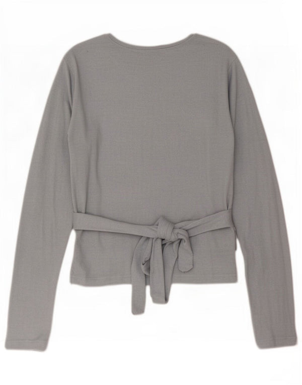 Zara Womens Top Long Sleeve UK 14 Large Grey Viscose