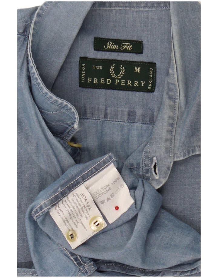 Fred Perry Herre Slim Fit skjorte Medium Blue Bomuld