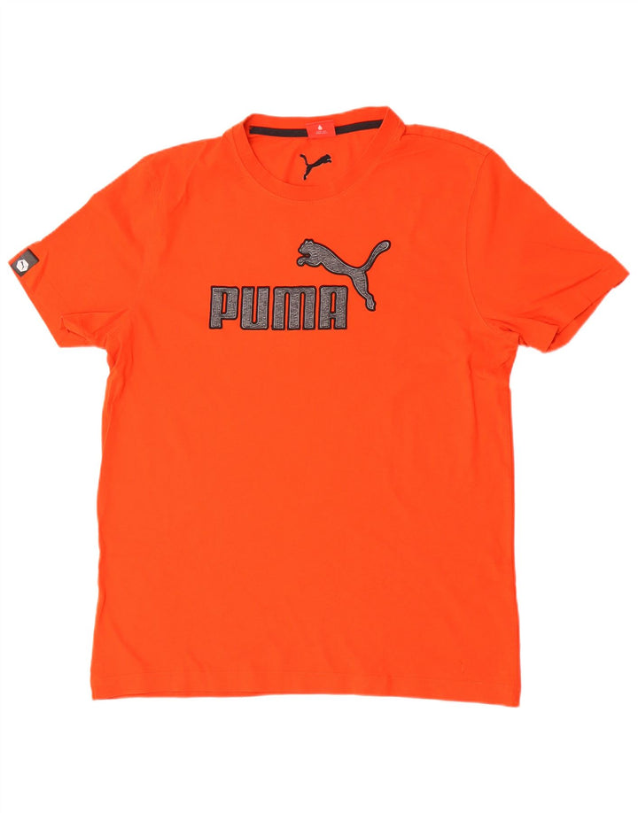 Puma Herre Grafisk T-Shirt Top Stor Orange Bomuld