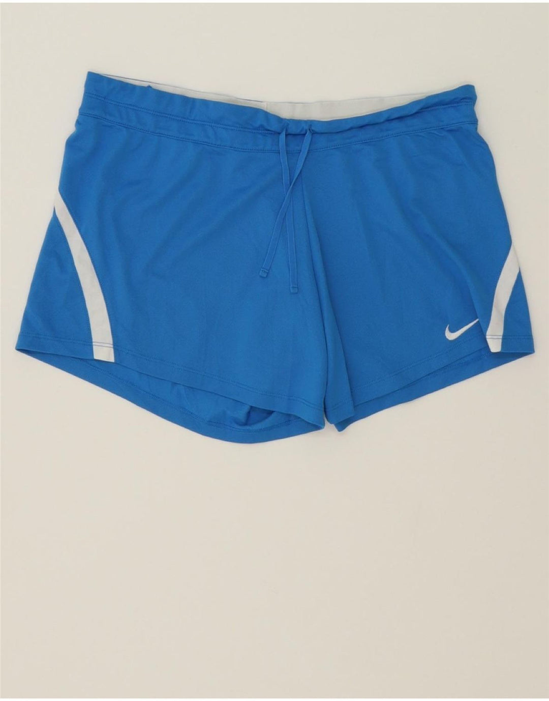 NIKE Womens Dri Fit Sport Shorts Large Blue Colourblock Polyester Vintage Nike and Second-Hand Nike from Messina Hembry 