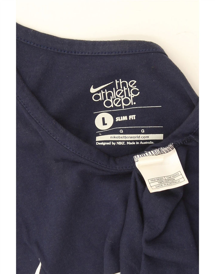 Nike Herre Slim Fit Grafisk Vest Top Stor Marineblå Bomuld