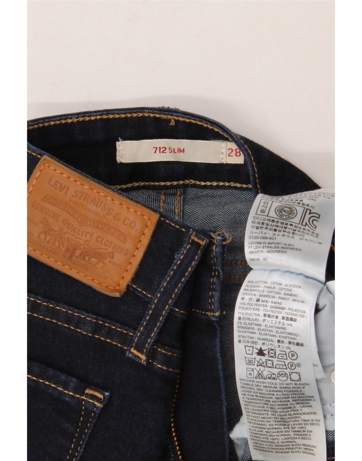 LEVI'S Dame 712 Slim Jeans W28 L28 Marineblå Bomuld