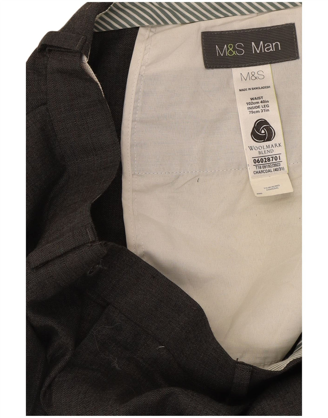 Marks & Spencer Straight Casual bukser til mænd W40 L31 Grå uld