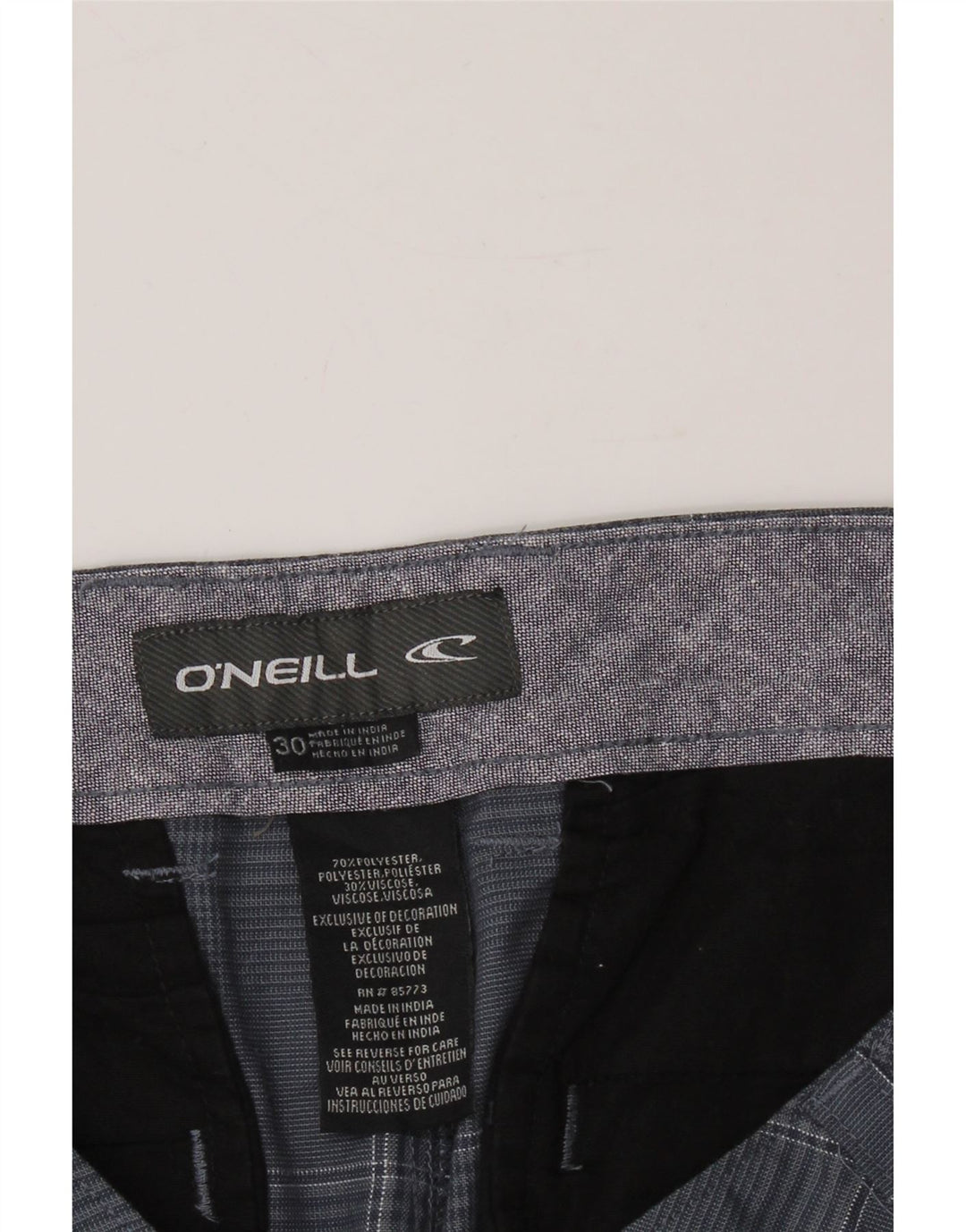 O'NEILL Mens Chino Shorts W30 Medium Navy Blue Check Polyester Vintage O'Neill and Second-Hand O'Neill from Messina Hembry 