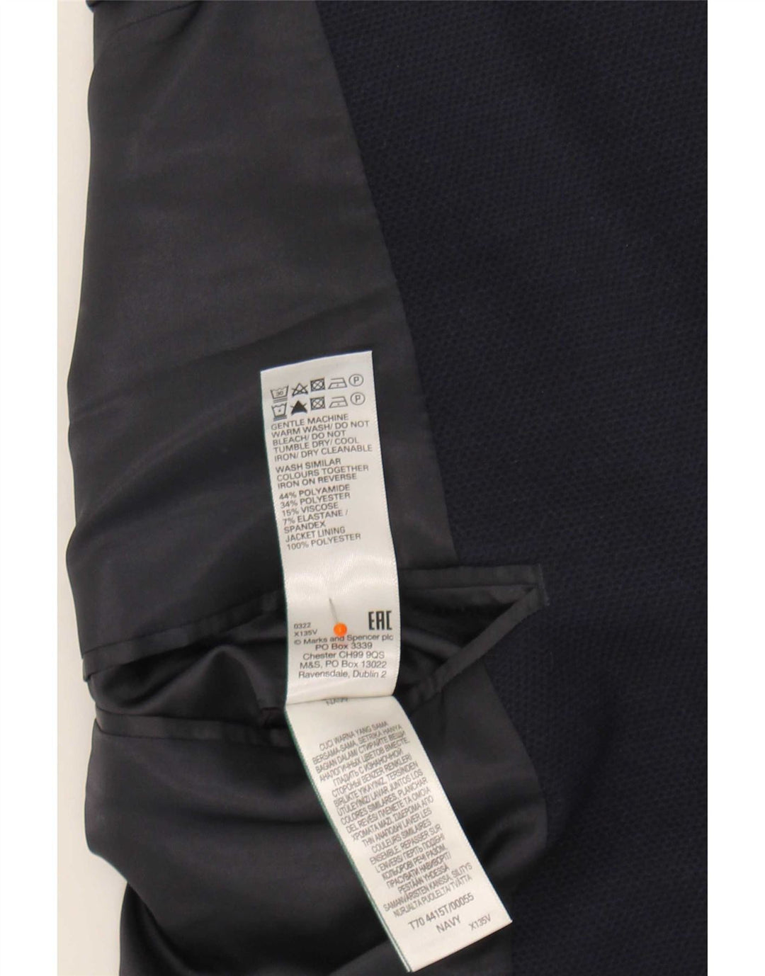 Marks & Spencer Herre 2-knaps blazerjakke UK 48 4XL marineblå polyamid