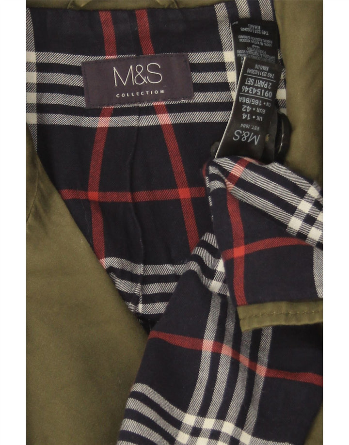 Marks & Spencer Dame Dobbeltradet Trench Coat UK 14 Stor Khaki Bomuld