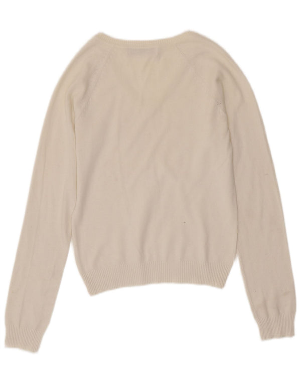 Zara Womens Crop V-hals sweater UK 8 Small White Bomuld