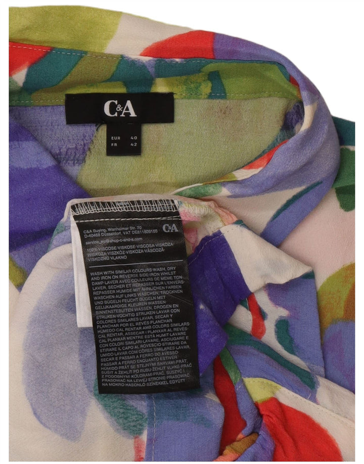 C&A Dame kortærmet skjortebluse EU 40 Medium Multicolored Floral