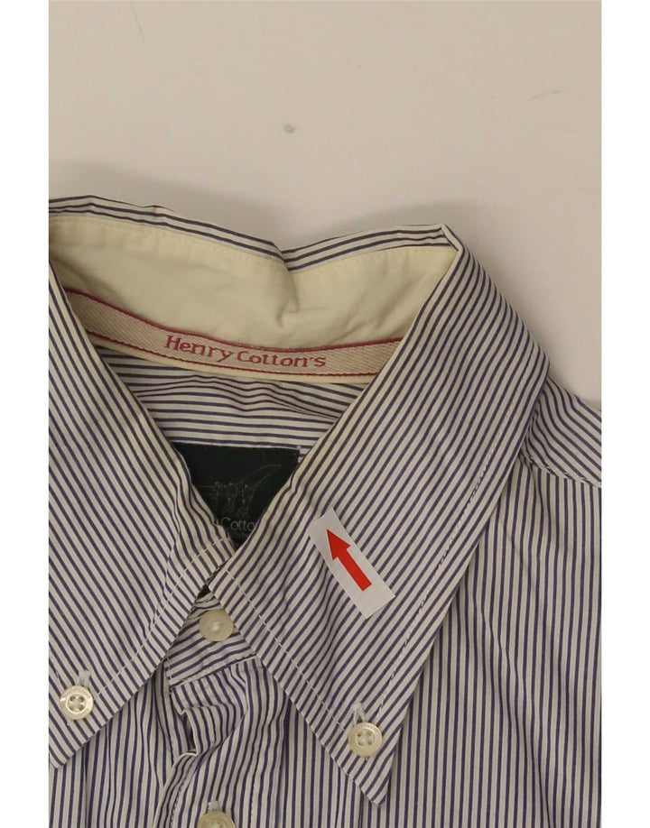 Henry Cottons Herreskjorte str. 39 Medium Blue Pinstripe Cotton