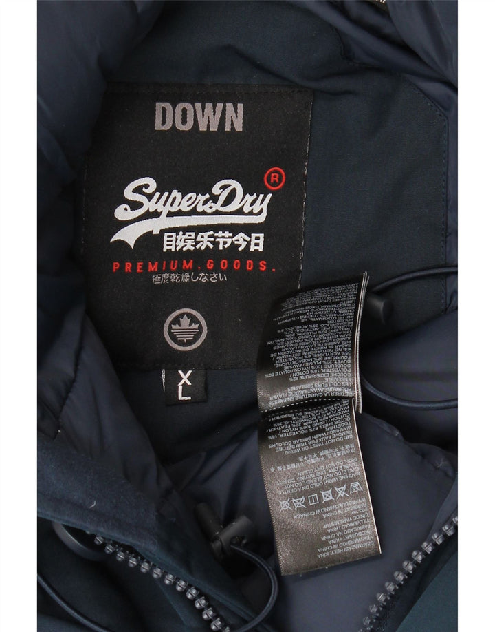 Superdry Polstret hættejakke til mænd UK 42 XL Navyblå polyester