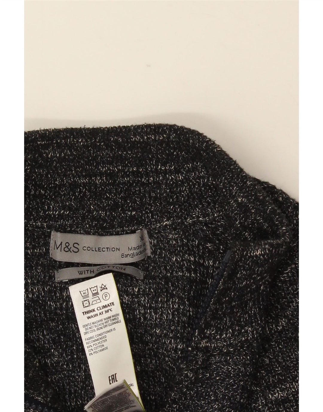 MARKS & SPENCER Herre cardigan sweater XL Grå Flecked Polyester
