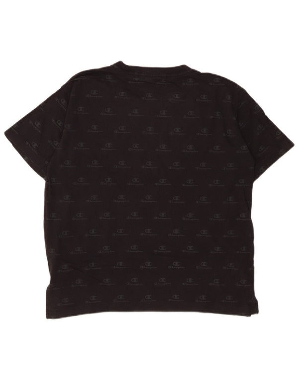 CHAMPION Kvinder Oversized grafisk T-shirt Top UK 10 Lille sort bomuld